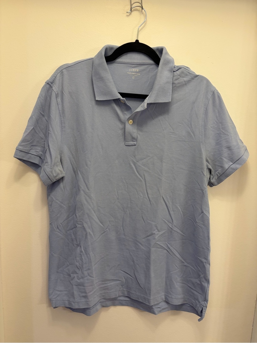 J.Crew Pique Polo Shirt Men's Light Blue 100% Cotton Short Sleeve Size Large